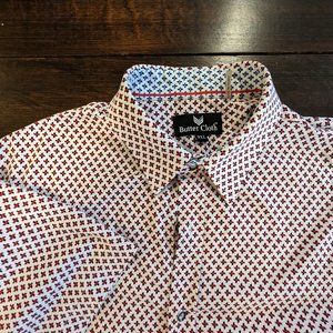 Butter Cloth Men's Stylish Red and White Button Down Shirt